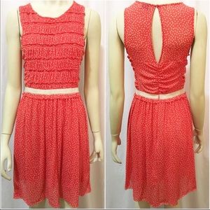 Postmark Small Orange Smocked Polka Dot Mini Dress